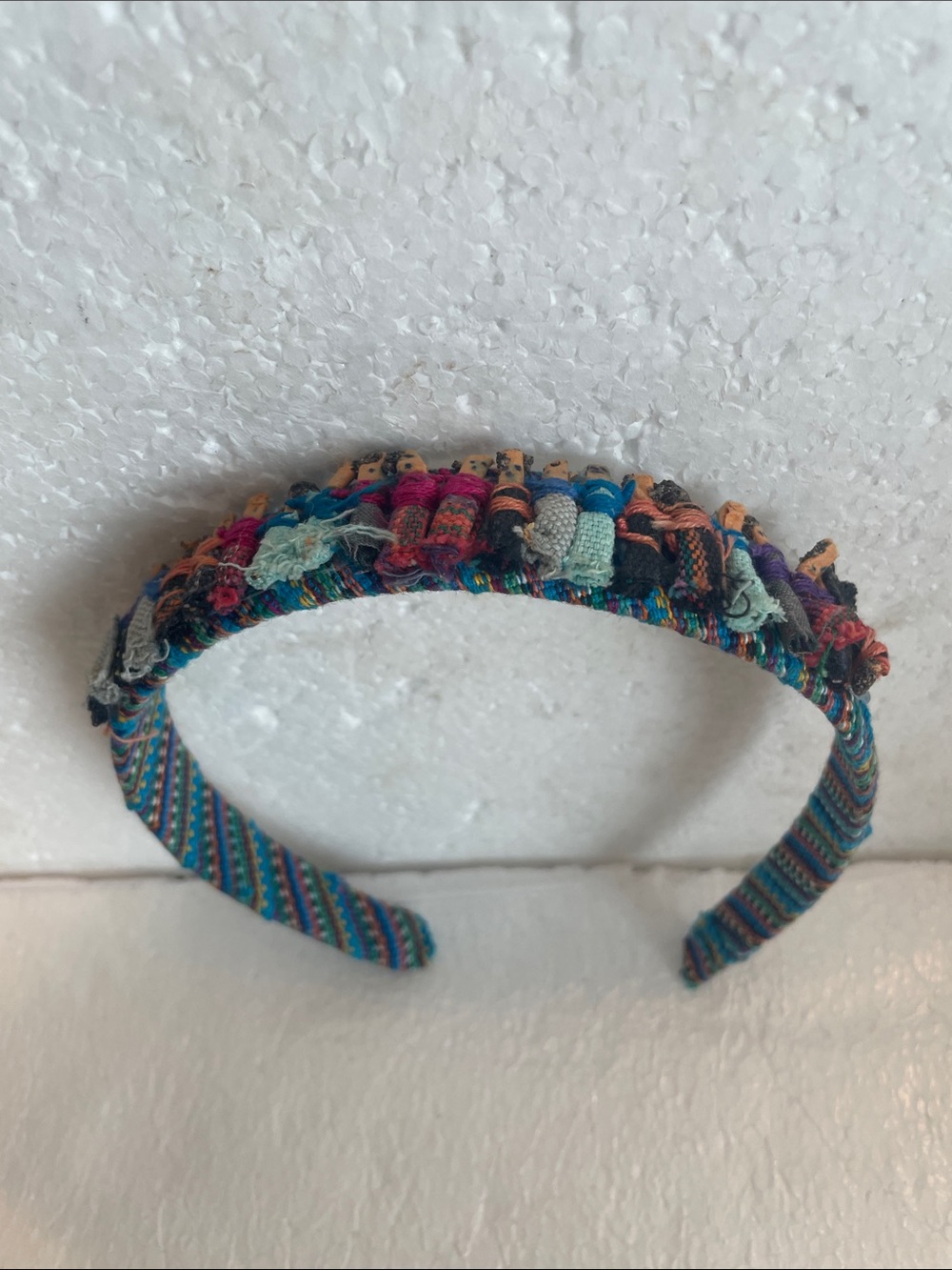 Vintage worry doll Boho Multicolor Wrapped Fabric Headband hair accessory